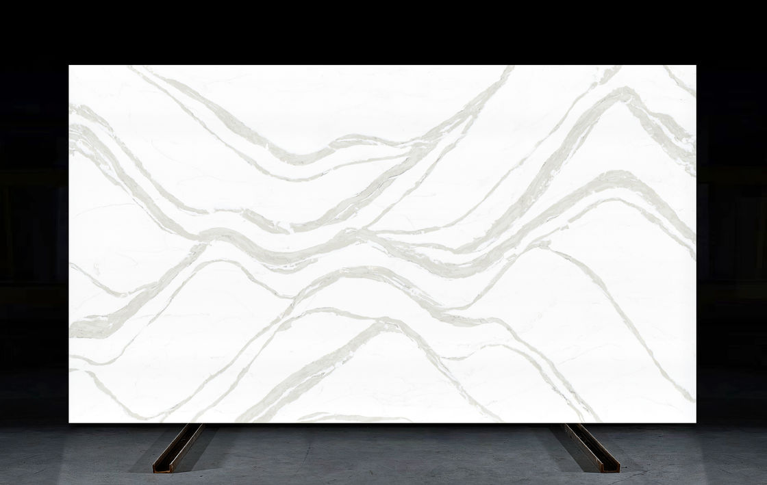 OLK7528 أسطح حجر الكوارتز المفضلة لدى المقاولين وتجار الجملة من نمط الحجر الطبيعي للموجة الكبيرة